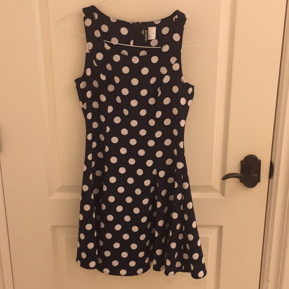SOLD// Navy polka dot dress